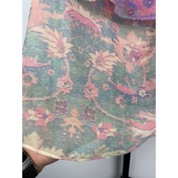 Show Me Your Mumu Chiquita Multicolor Watercolor Sheer Flowy Off Shoulder Top M - Picture 5 of 6